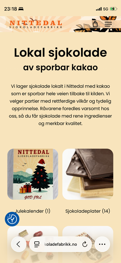 8 konfektbiter i en kjempestor «fyrstikkeske» -Nittedal sjokoladefabrikk