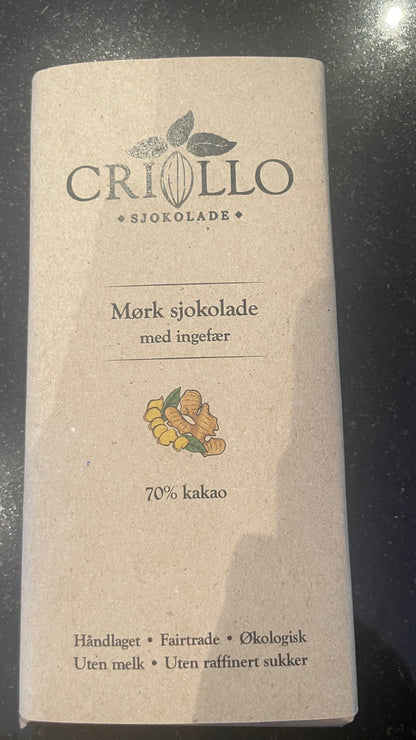Vegansk 70% sjokolade med ingefær