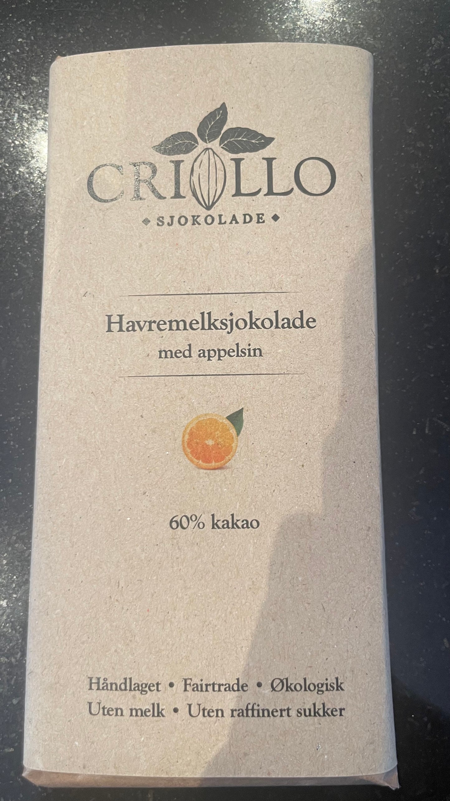 Criollo vegansk 60% sjokolade med appelsin