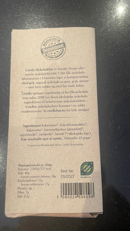 Vegansk sjokolade med 70% sjokolade, kaffe og havsalt