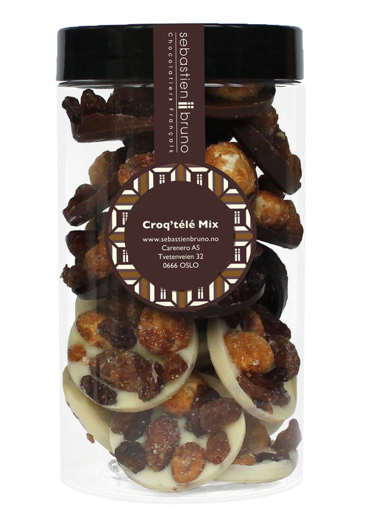 Sjokoladeoblater med assortert sjokolade og nøtter, mandler og rosiner -Croq'télé Mix Stor